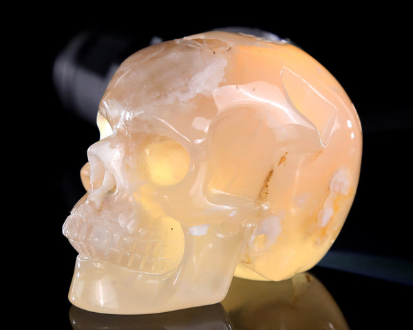 3.0" Natural Sakura Agate Hand Carved Crystal Realistic Skull Sculpture