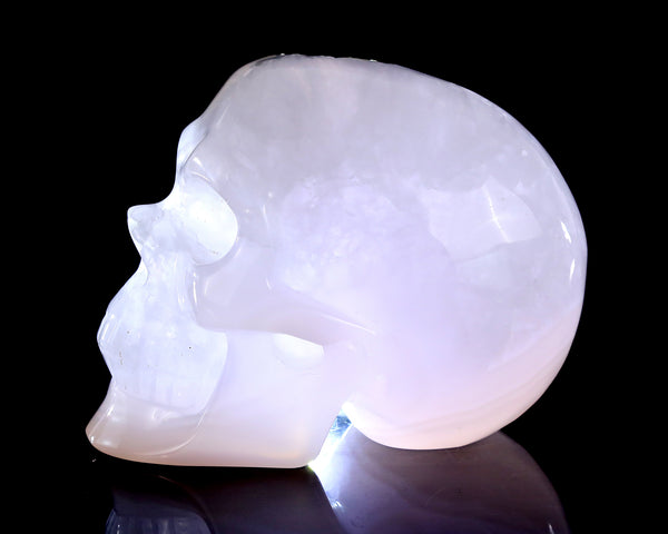 3.7" Natural Geode Agate Hand Carved Crystal Realistic Skull Sculpture