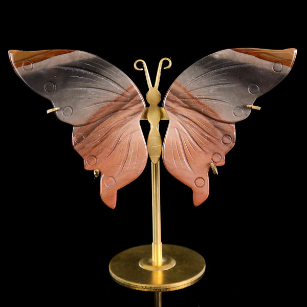 3.5” Natural Polychrome Jasper Hand Carved Crystal Butterfly Wings Sculpture