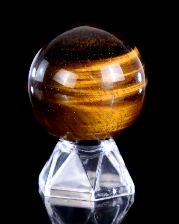 55mm Natural Tiger Eye Agate Hand Carved Crystal Sphere