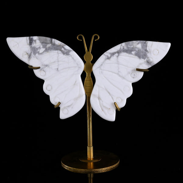 3.5” Natural Howlite Hand Carved Crystal Butterfly Wings Sculpture