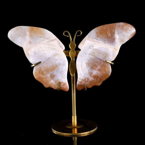 3.5” Natural Chalcedony Hand Carved Crystal Butterfly Wings Sculpture