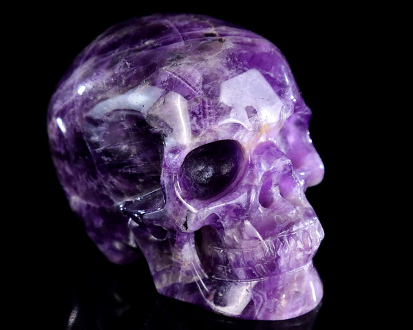 3.0" Natural Dream Amethyst Hand Carved Crystal Realistic Skull Sculpture