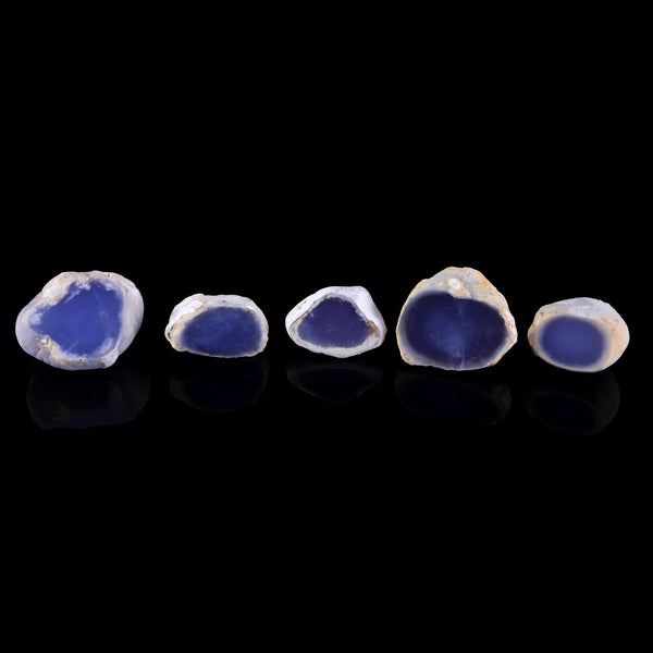 Natural Blue Chalcedony Hand Polished Flat Free Shape Stones