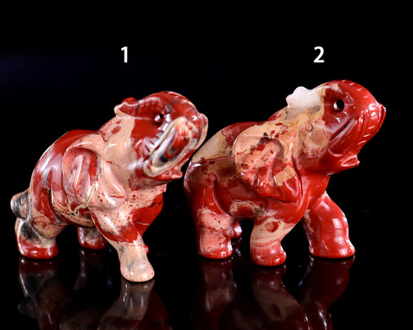 2.2" Red Jasper Hand Carved Crystal Elephant Sculpture