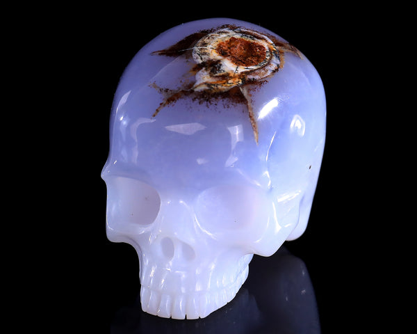 2.7" Blue Chalcedony Hand Carved Crystal Realistic Skull Sculpture