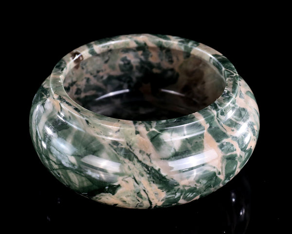 4.2" Natural Jiulong Jade Hand Carved Bowl Sculpture