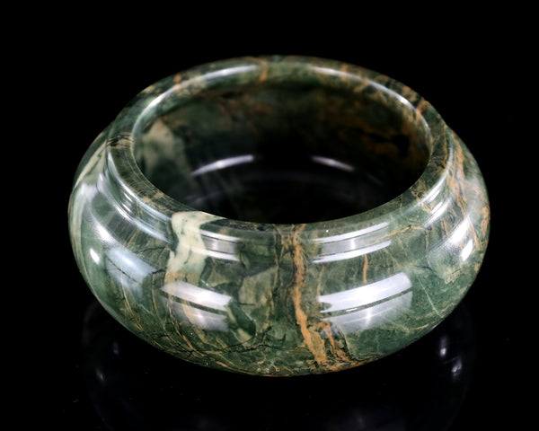 4.2" Natural Jiulong Jade Hand Carved Bowl Sculpture