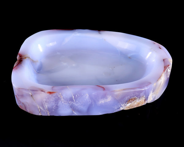 6" Blue Chalcedony Hand Carved Crystal Ashtray Fruit Tray