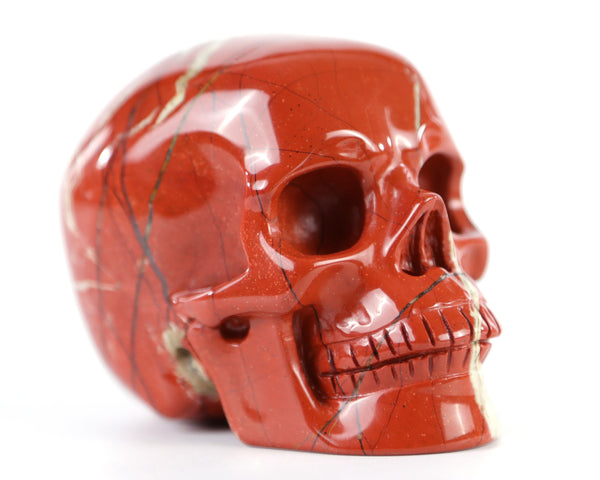 Natural Red Jasper Hand Carved Crystal Realistic Skull Sculpture