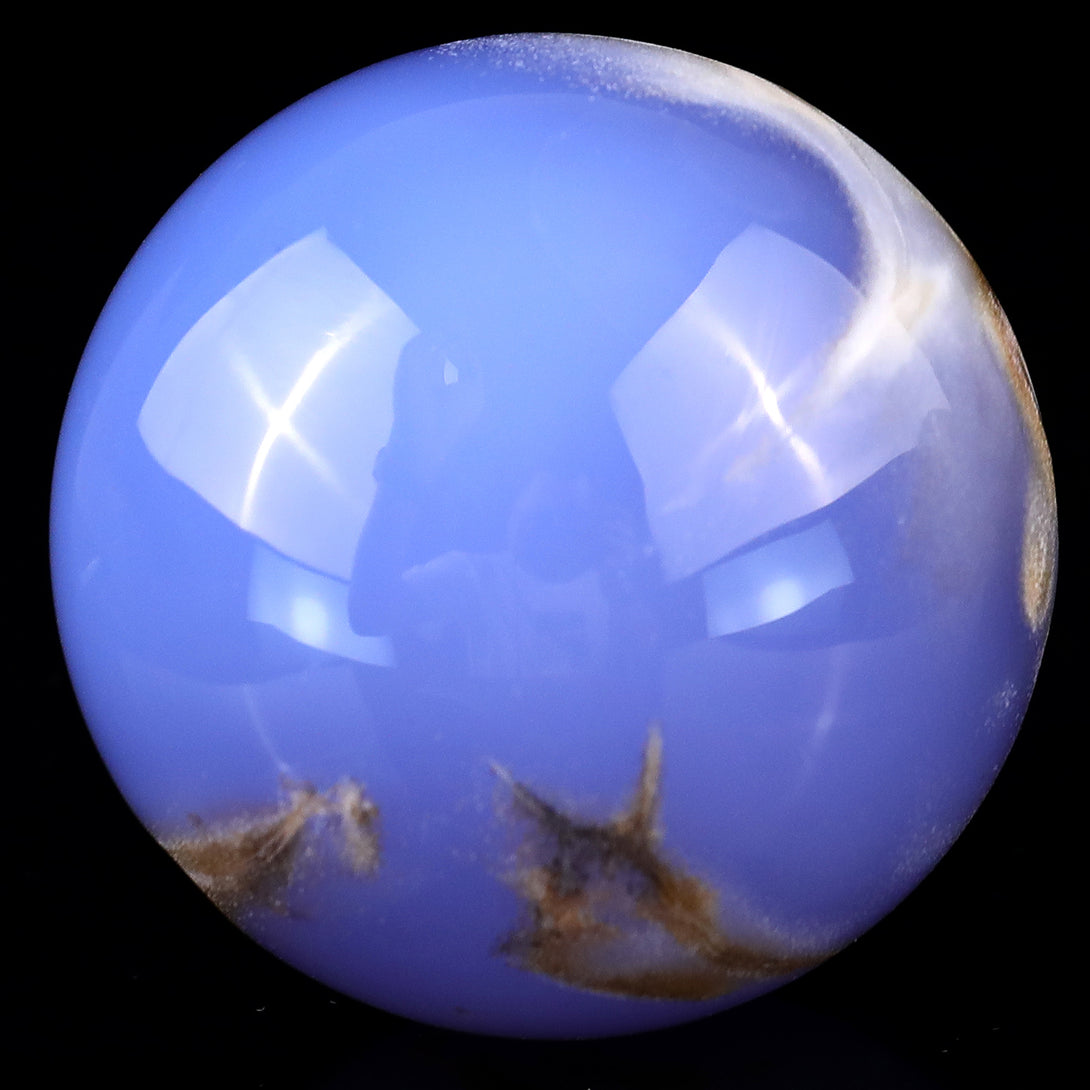 65mm Blue Chalcedony Hand Carved Crystal Sphere crysvibe