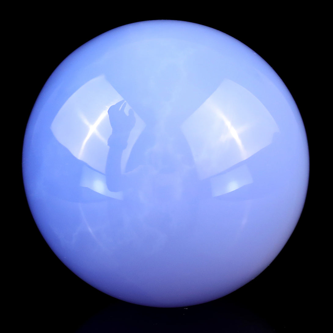 65mm Blue Chalcedony Hand Carved Crystal Sphere crysvibe