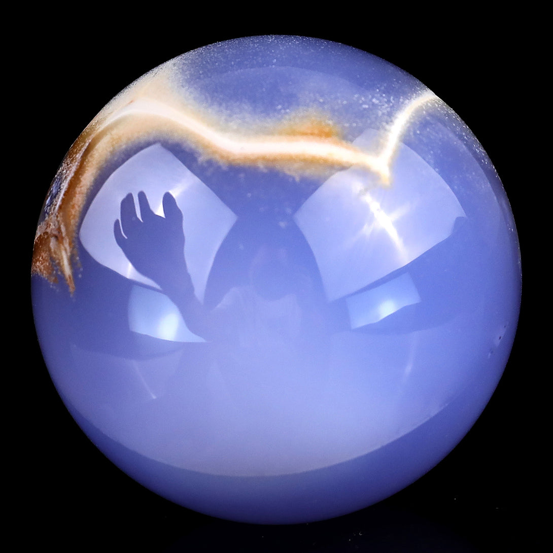 65mm Blue Chalcedony Hand Carved Crystal Sphere crysvibe