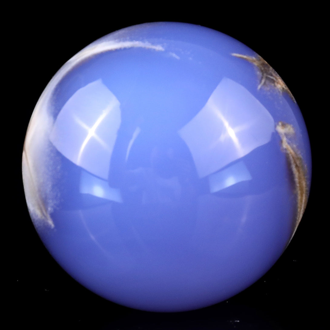 65mm Blue Chalcedony Hand Carved Crystal Sphere crysvibe