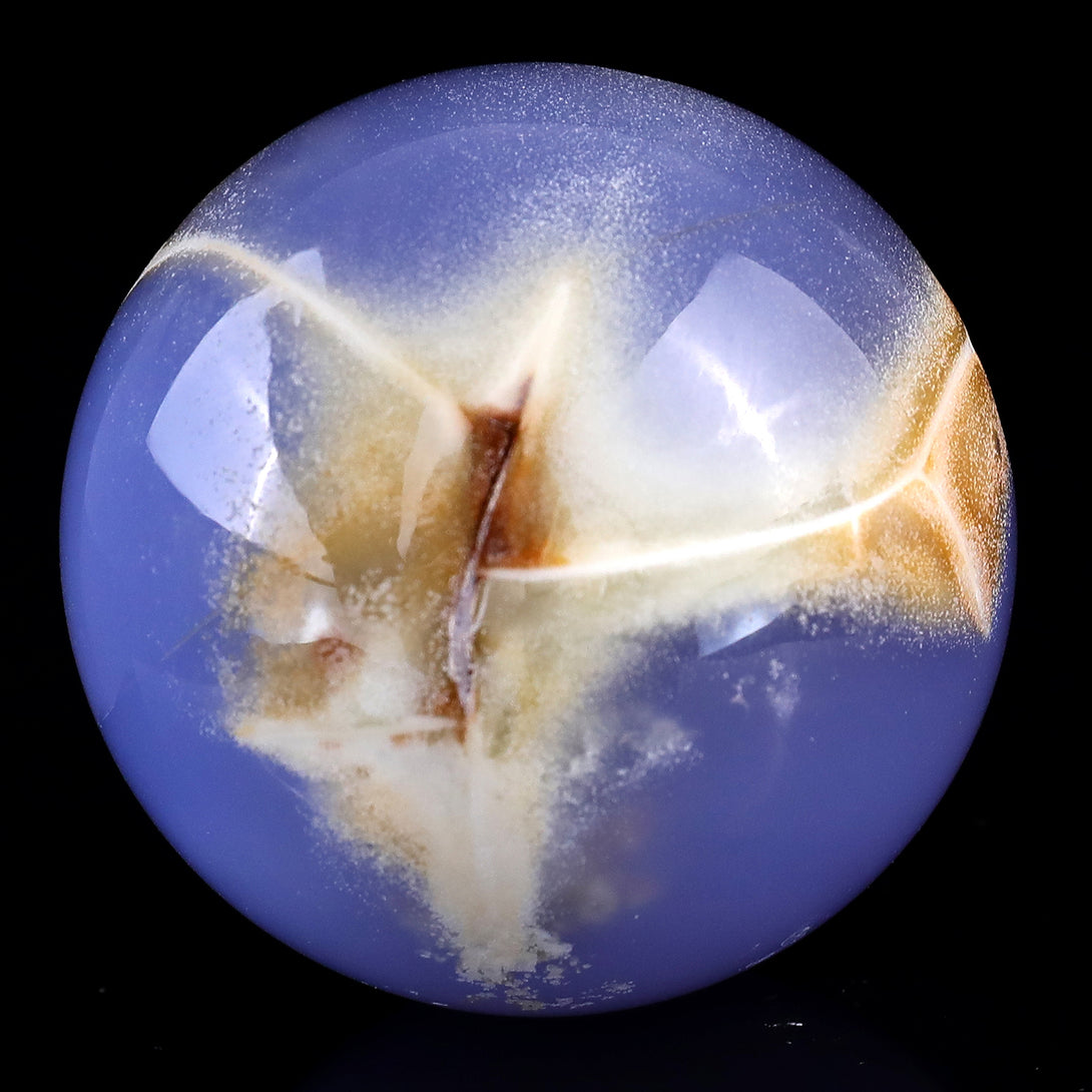 65mm Blue Chalcedony Hand Carved Crystal Sphere crysvibe