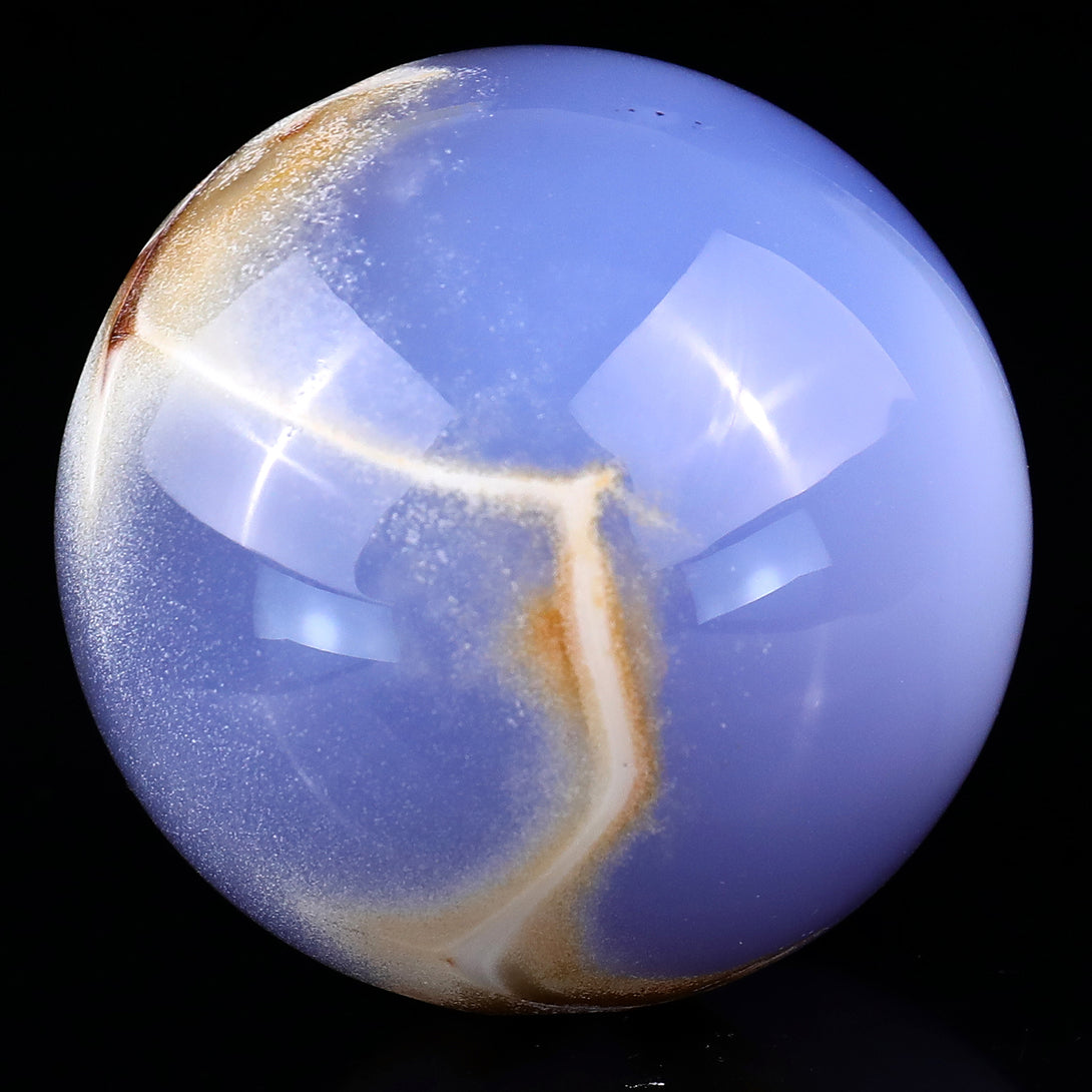 65mm Blue Chalcedony Hand Carved Crystal Sphere crysvibe