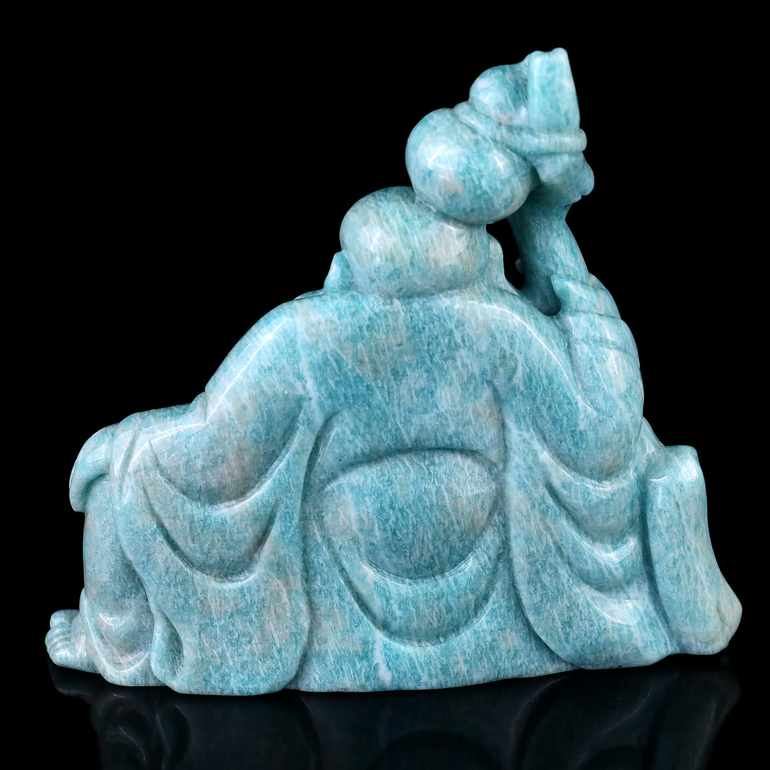 7.1" Amazonite Hand Carved Crystal Buddha Sculpture crysvibe