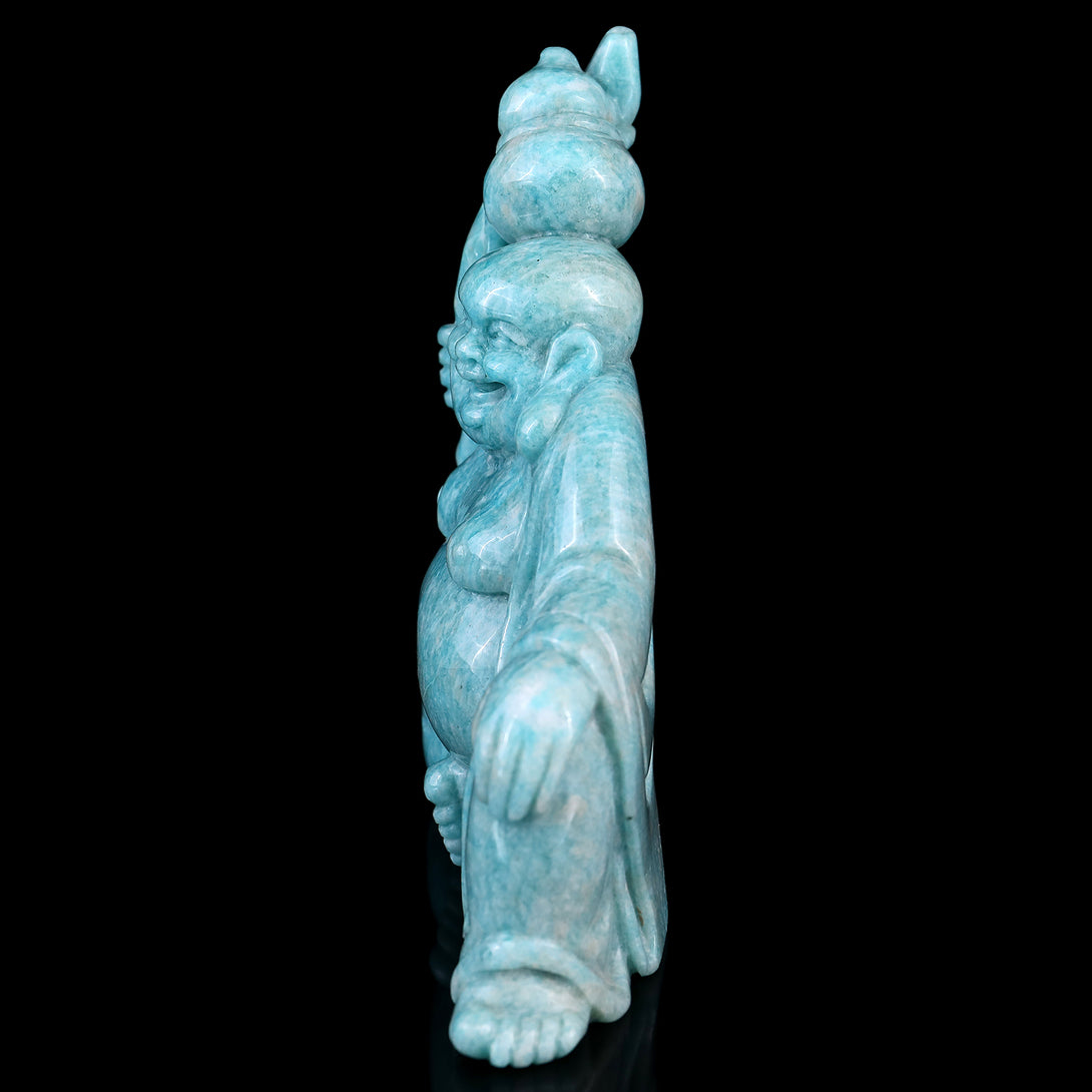 7.1" Amazonite Hand Carved Crystal Buddha Sculpture crysvibe