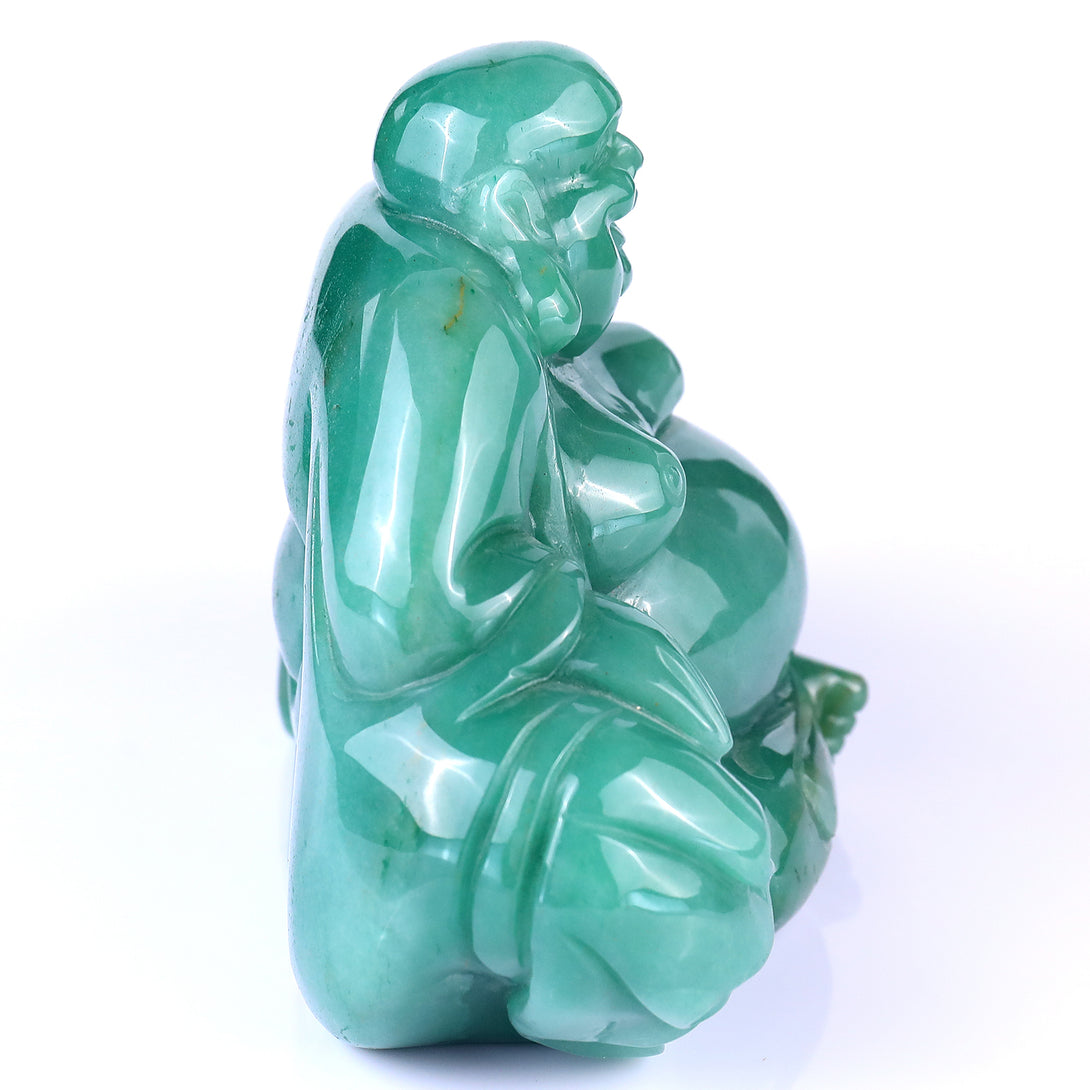 7.5" Green Aventurine Hand Carved Crystal Buddha Sculpture crysvibe