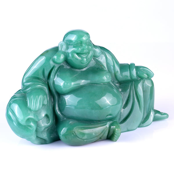 7.5" Green Aventurine Hand Carved Crystal Buddha Sculpture crysvibe