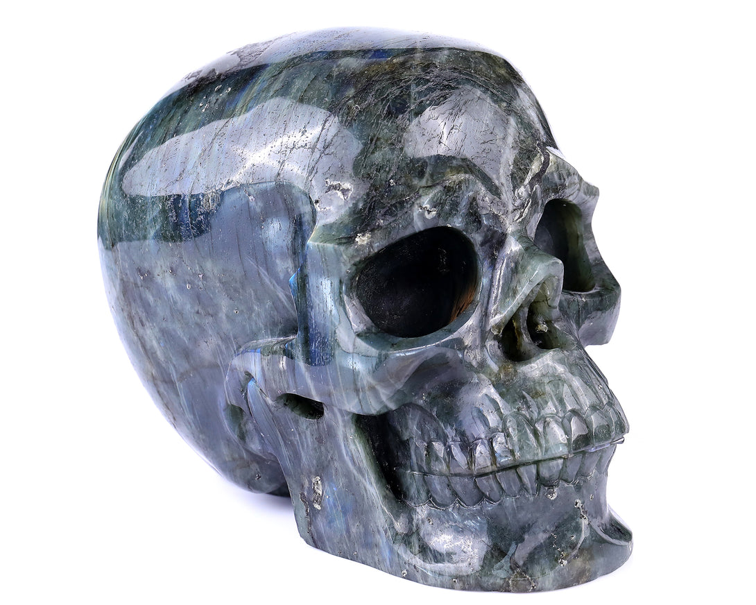 7.9 "Labradorite Hand Carved Crystal Realistic Skull Sculpture crysvibe