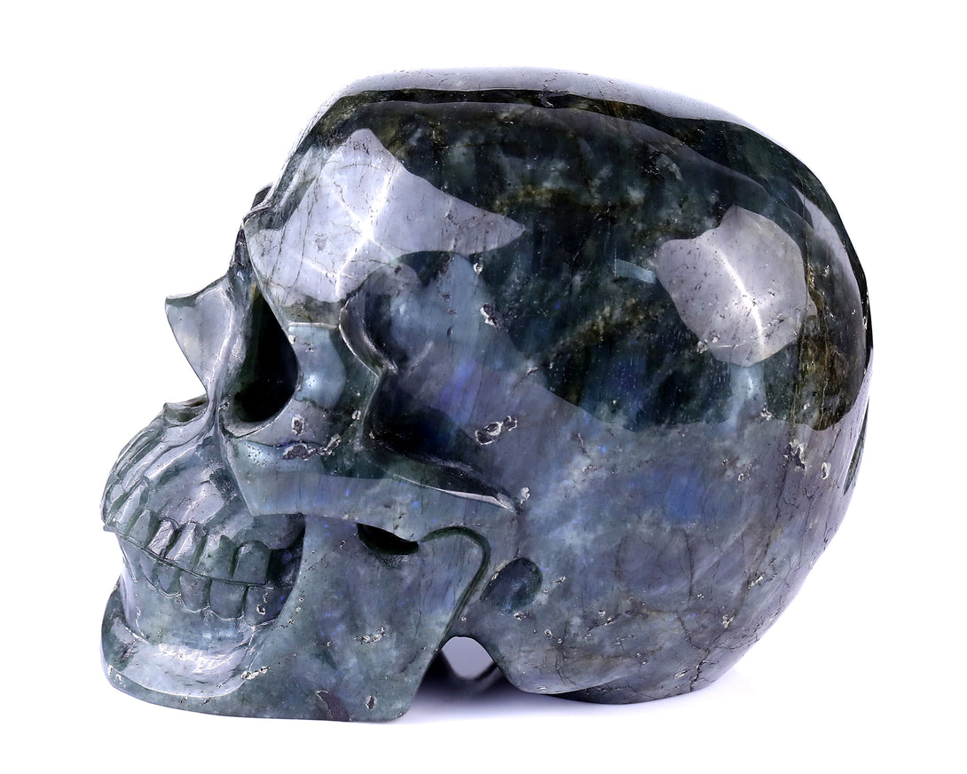 7.9 "Labradorite Hand Carved Crystal Realistic Skull Sculpture crysvibe