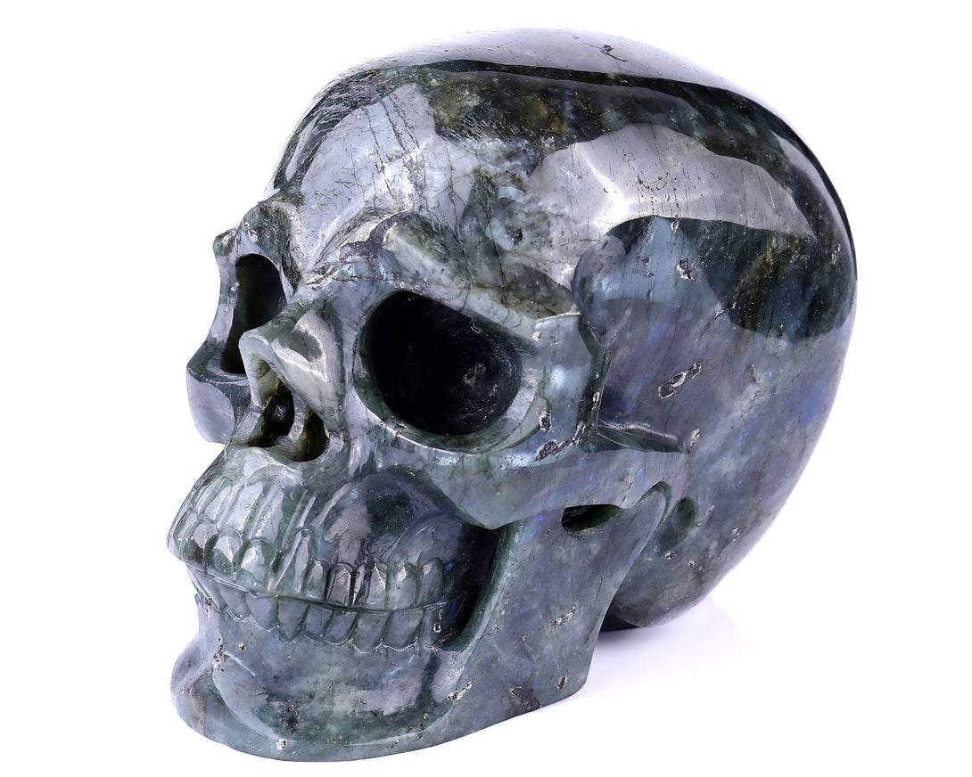 7.9 "Labradorite Hand Carved Crystal Realistic Skull Sculpture crysvibe