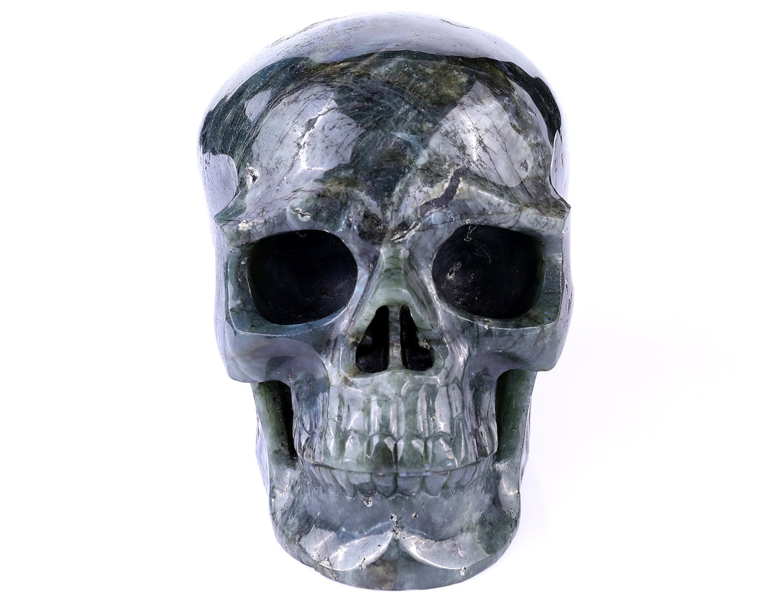 7.9 "Labradorite Hand Carved Crystal Realistic Skull Sculpture crysvibe