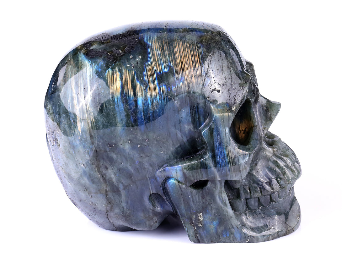 7.9 "Labradorite Hand Carved Crystal Realistic Skull Sculpture crysvibe