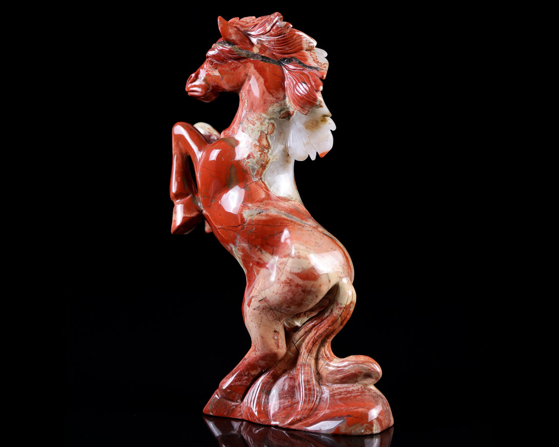 7.9" Red Jasper Hand Carved Crystal Horse Sculpture crysvibe