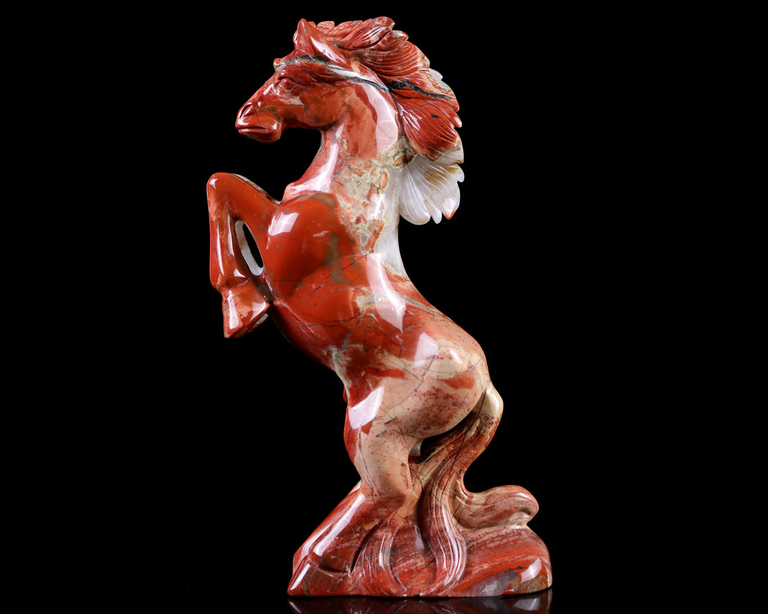 7.9" Red Jasper Hand Carved Crystal Horse Sculpture crysvibe