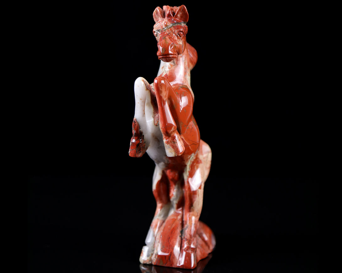 7.9" Red Jasper Hand Carved Crystal Horse Sculpture crysvibe