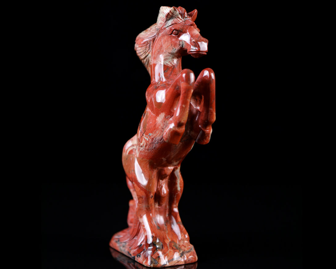 7.9" Red Jasper Hand Carved Crystal Horse Sculpture crysvibe