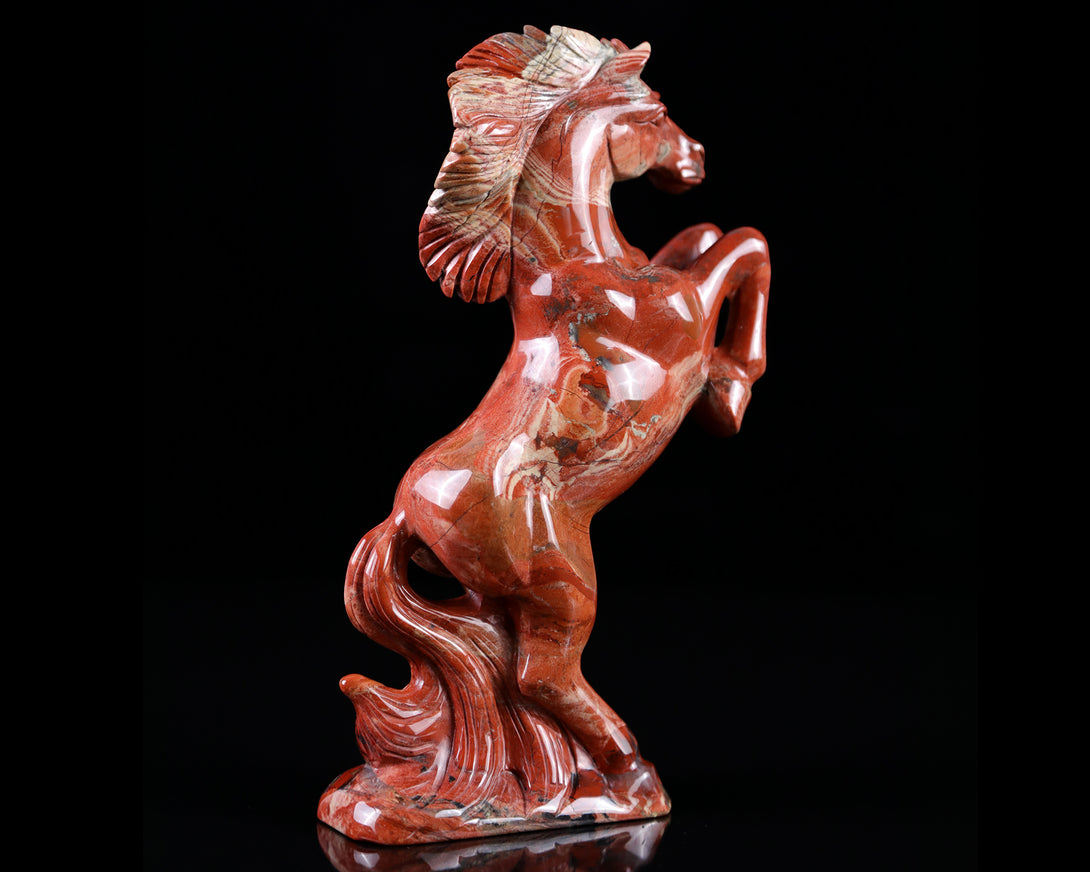 7.9" Red Jasper Hand Carved Crystal Horse Sculpture crysvibe