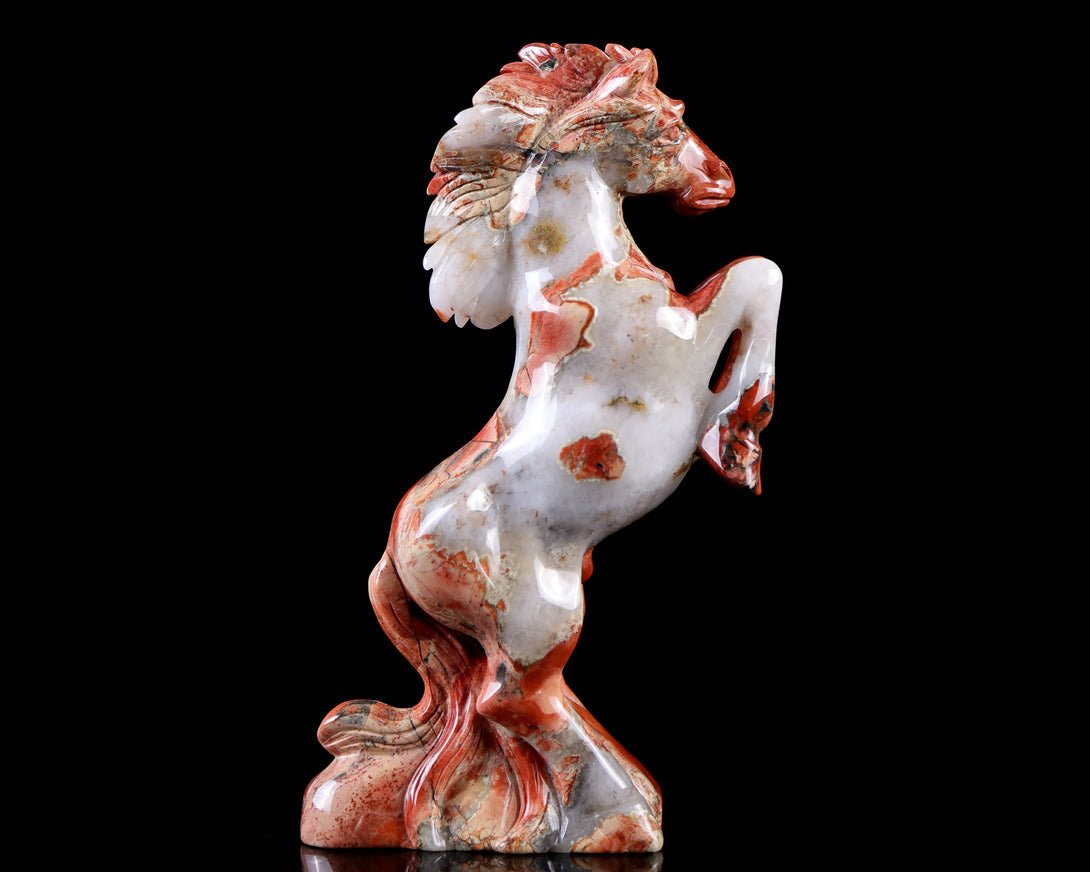 7.9" Red Jasper Hand Carved Crystal Horse Sculpture crysvibe