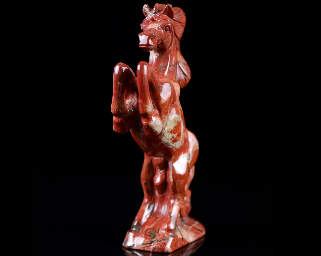 7.9" Red Jasper Hand Carved Crystal Horse Sculpture crysvibe