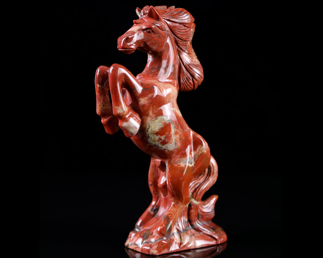 7.9" Red Jasper Hand Carved Crystal Horse Sculpture crysvibe