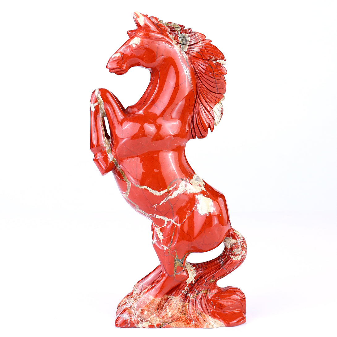 7.9" Red Jasper Hand Carved Crystal Horse Sculpture crysvibe