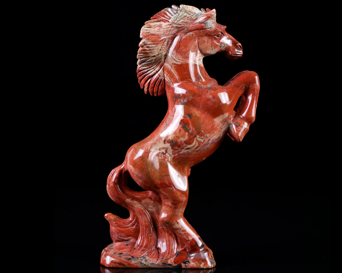 7.9" Red Jasper Hand Carved Crystal Horse Sculpture crysvibe