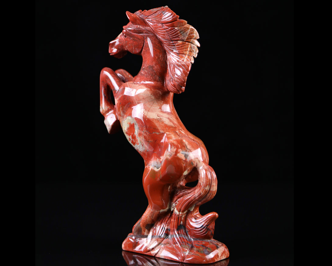 7.9" Red Jasper Hand Carved Crystal Horse Sculpture crysvibe