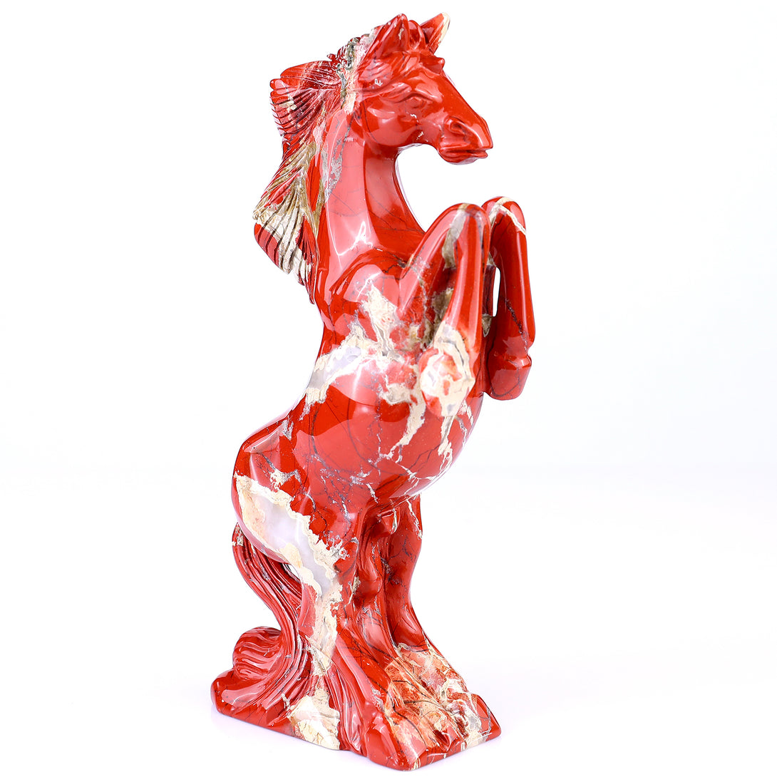 7.9" Red Jasper Hand Carved Crystal Horse Sculpture crysvibe