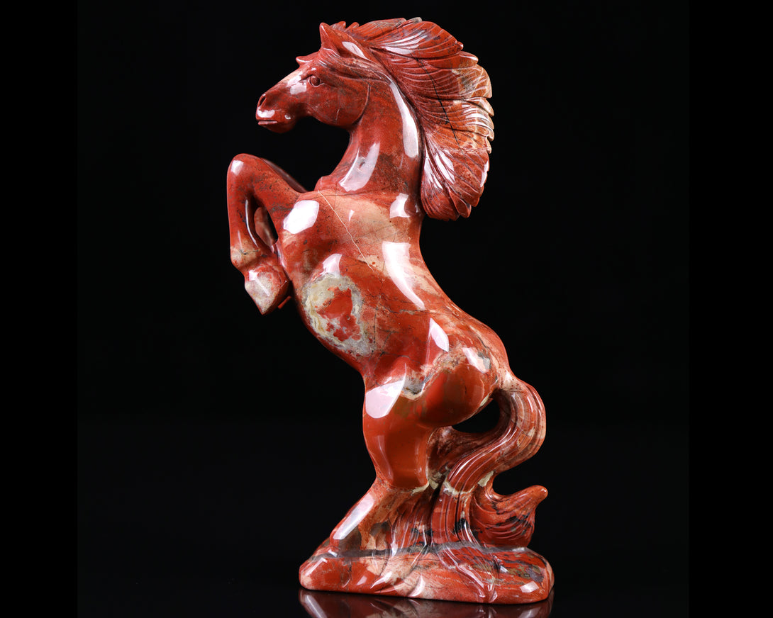 7.9" Red Jasper Hand Carved Crystal Horse Sculpture crysvibe