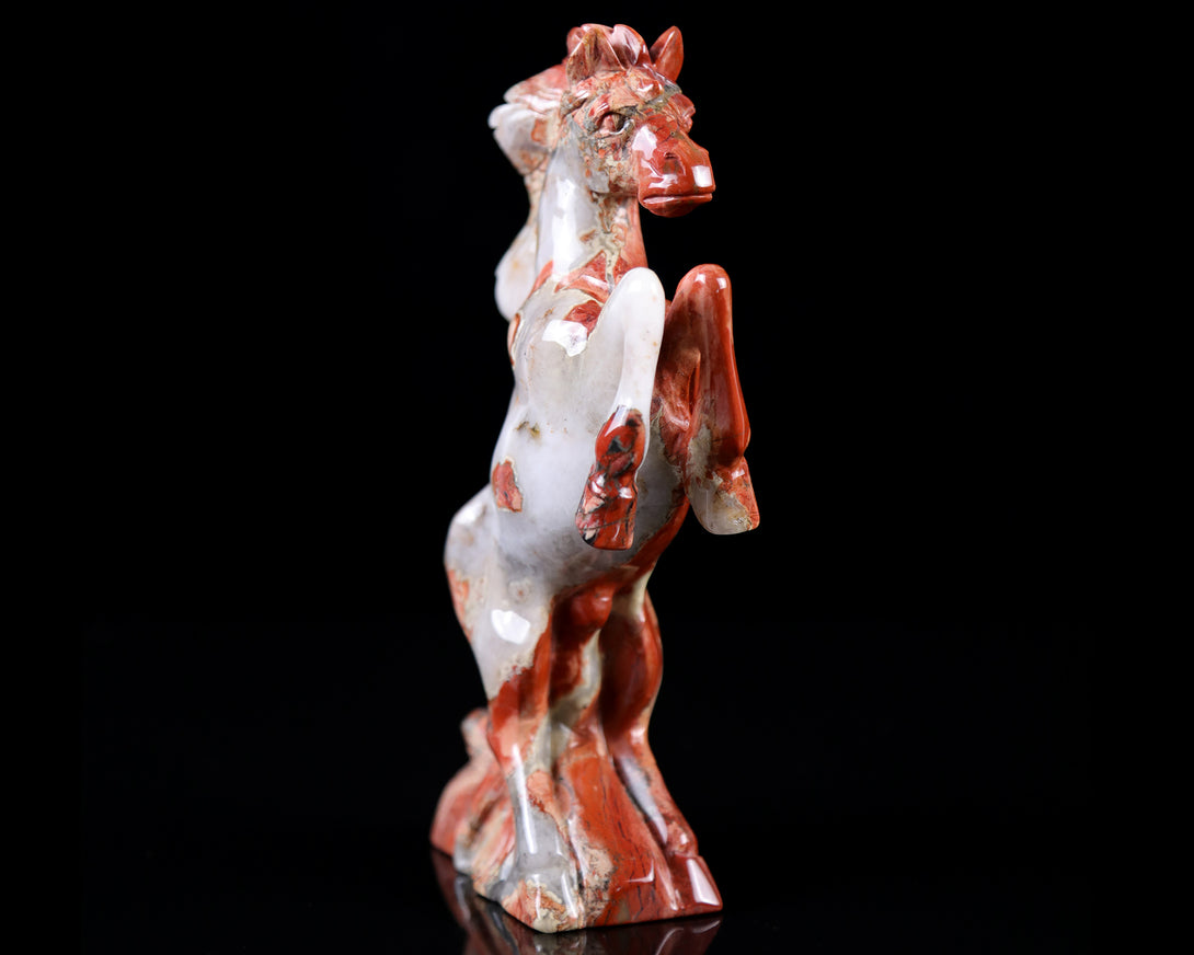 7.9" Red Jasper Hand Carved Crystal Horse Sculpture crysvibe