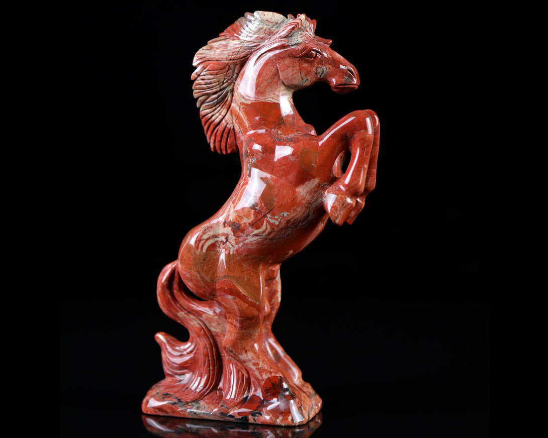 7.9" Red Jasper Hand Carved Crystal Horse Sculpture crysvibe