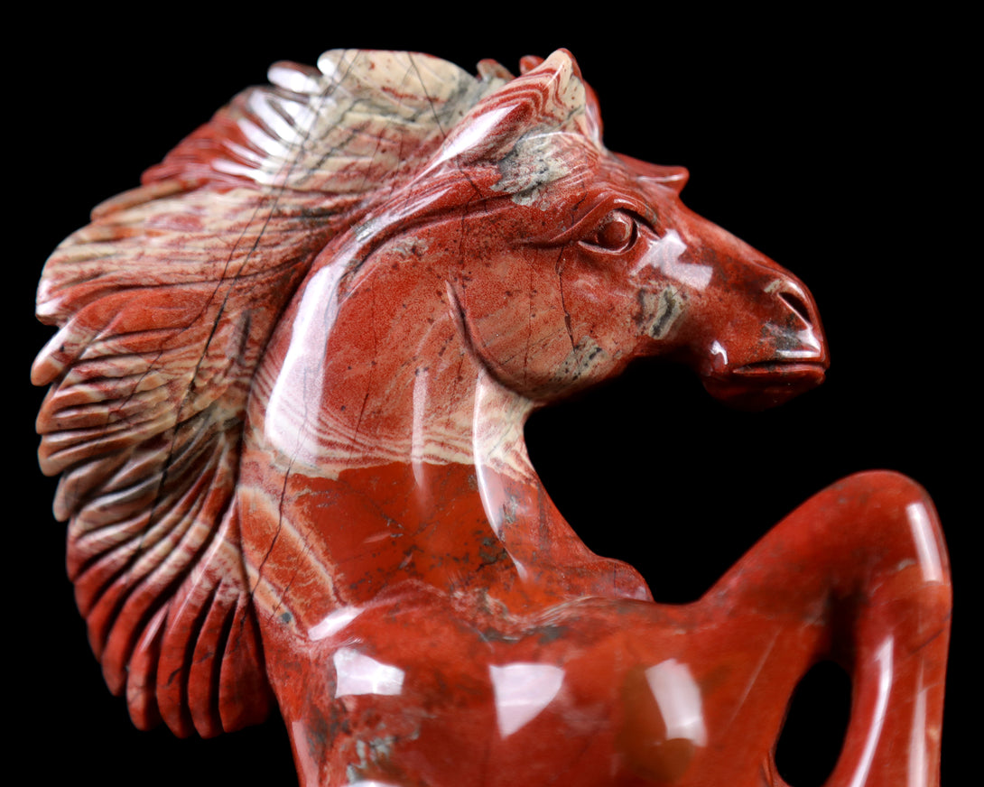 7.9" Red Jasper Hand Carved Crystal Horse Sculpture crysvibe