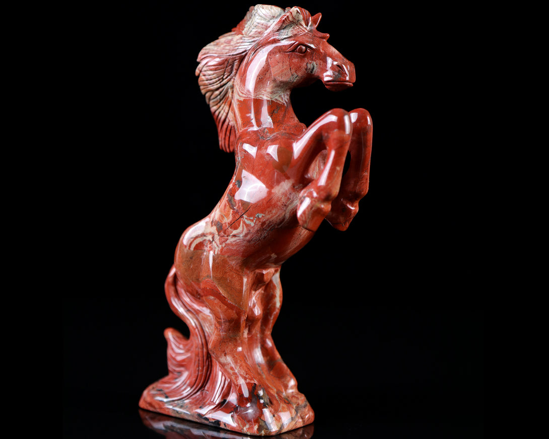 7.9" Red Jasper Hand Carved Crystal Horse Sculpture crysvibe