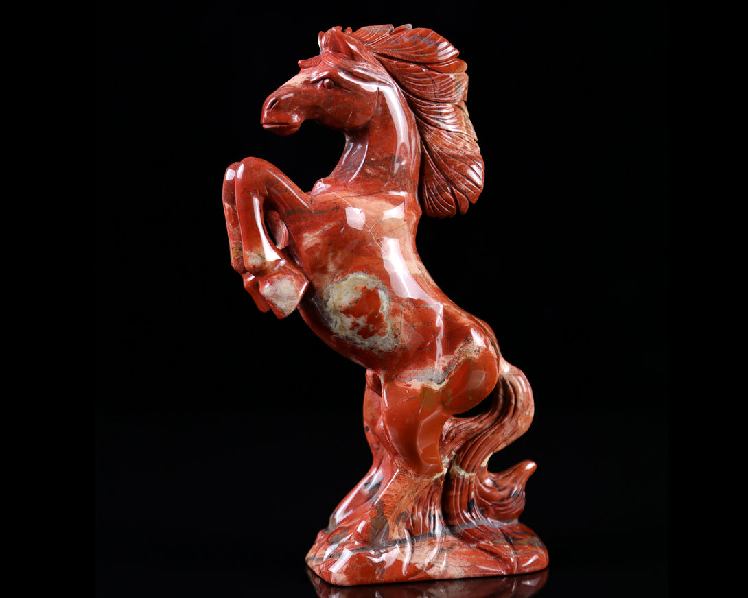 7.9" Red Jasper Hand Carved Crystal Horse Sculpture crysvibe