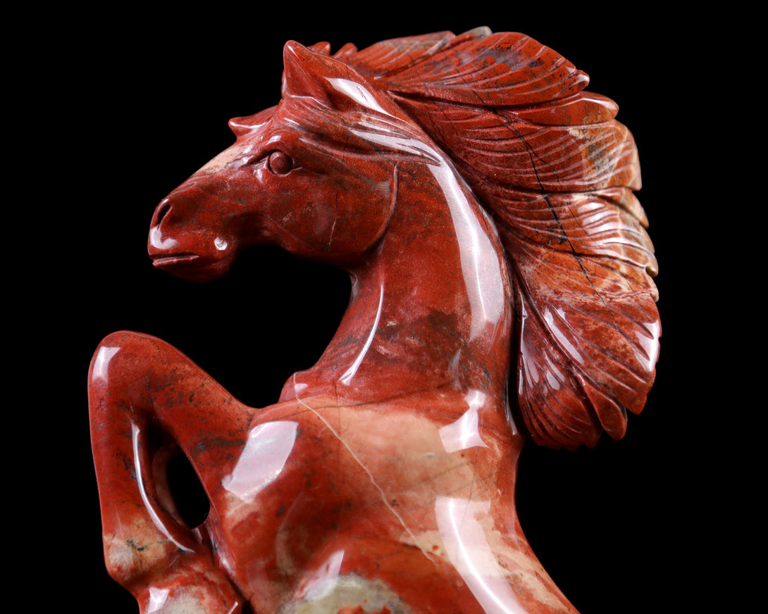 7.9" Red Jasper Hand Carved Crystal Horse Sculpture crysvibe