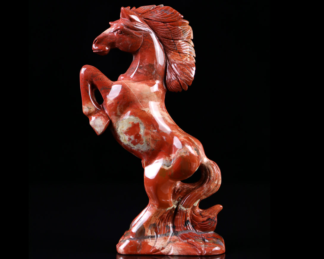 7.9" Red Jasper Hand Carved Crystal Horse Sculpture crysvibe