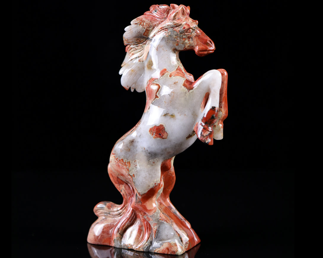 7.9" Red Jasper Hand Carved Crystal Horse Sculpture crysvibe